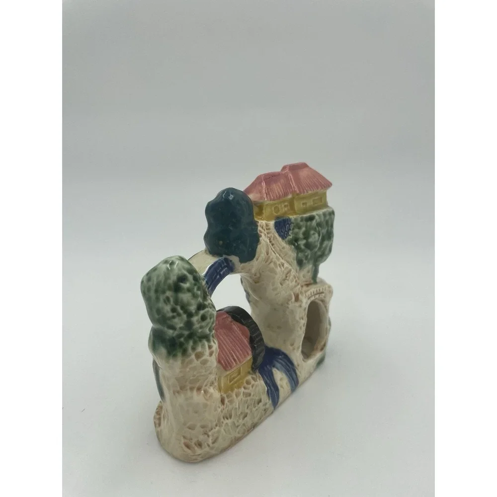 Vtg Aquarium Fishbowl Ceramic Swim Through Japanese River Pagoda 4x4